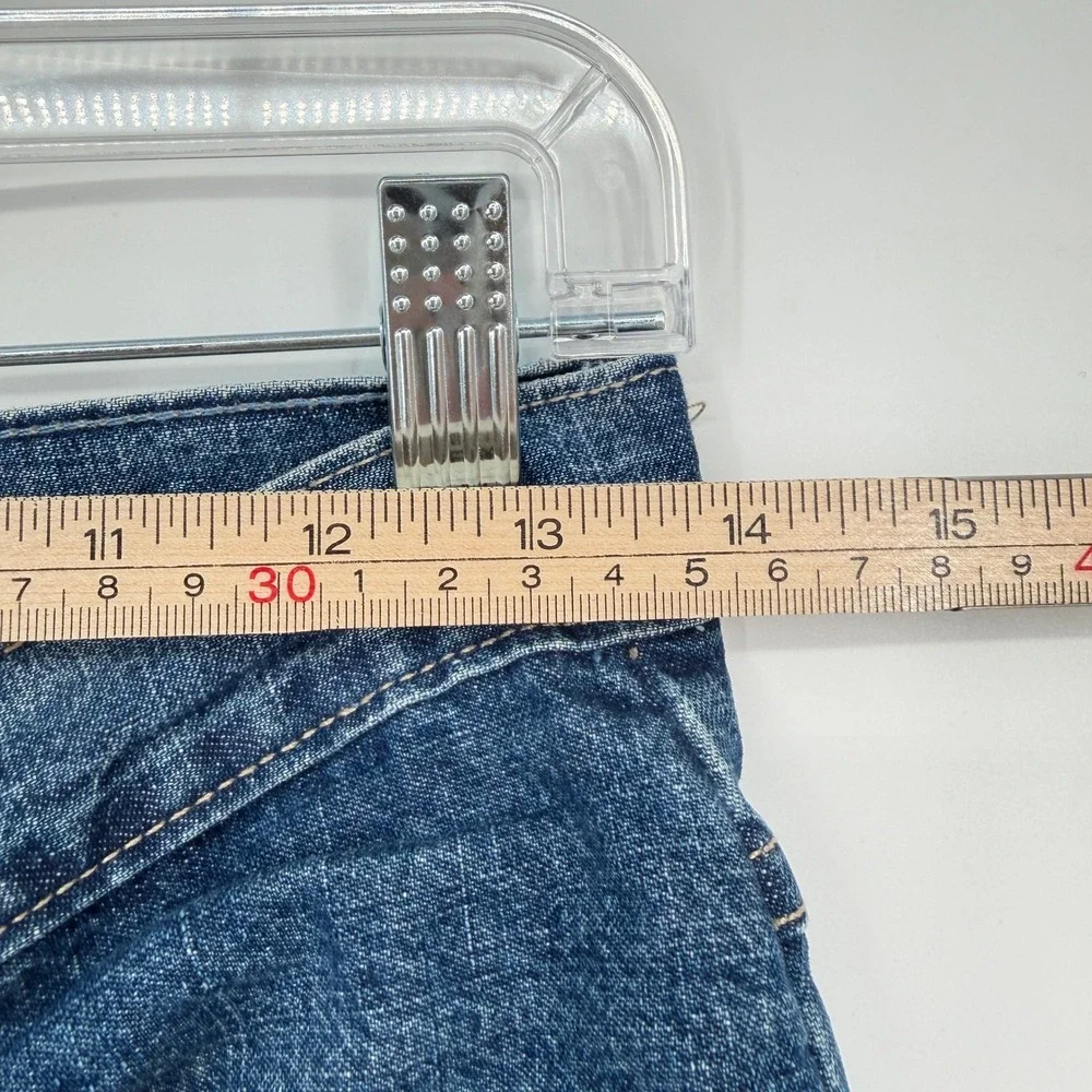 ActionWest Vintage High Waisted Wide Leg Blue Jeans Side Slit 100% Cotton Size 6